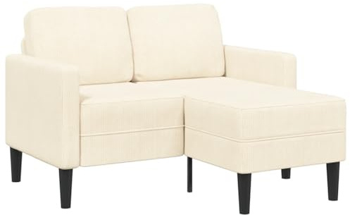 Qnhdfrt L-Form Leinen Sofa mit Chaiselongue Creme 125 cm Modernes Ecksofa mit Stauraum Zweisitzer kompakt für kleines Wohnzimmer Jugendzimmer Balkon und Küche