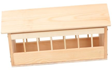 Mobestech Automatischer Tauben futtertrog aus Holz mit Verschließbarem Dach Verschüttsicherer und Wetterfester Futterspender für Geflügel Wie Huhn Ente Taube und Wachtel im Außenbereich