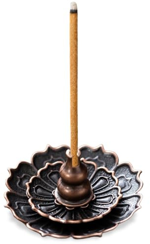 Zucca Porta Incenso per Bastoncini, Bruciatore Incenso, Brucia Incenso, Bastoncini di Incenso Loto, Bruciatore Lotus Censer, Ottone, Raccoglitori di Cenere