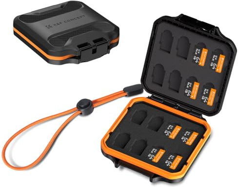 K&F CONCEPT Estuche para 16 Tarjetas de Memoria, Impermeable | Capacidad para 16 tarjetas Micro SD/TF, cierre seguro y diseño compacto - PM04
