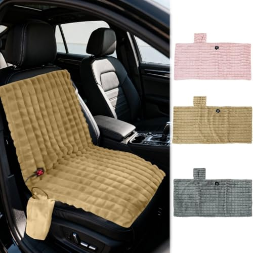 Feizikaw Winter Auto Sitzheizkissen Mit Großer Heizfläche Und Überhitzungsschutz-Thermostat Für PKW Autositze (beige)