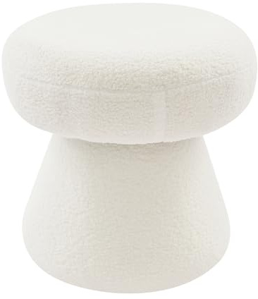 HPDTZ Silla para maquillaje, taburete tapizado, taburete cosmético, taburete redondo, para tocador, dormitorio, 46 cm, altura 49 cm, color blanco