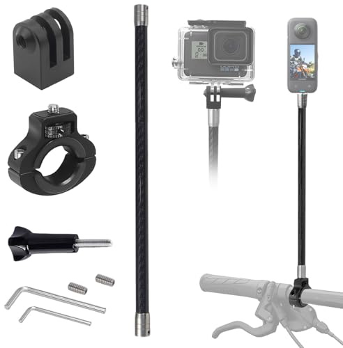 Supporto per manubrio della bicicletta e bastone per selfie da 31 cm per Gopro, kit di montaggio a morsetto per moto, accessori compatibili con Insta 360 ACE Pro X5 X4 X3 X2 X RS R GO 3 2, GoPro 13 e
