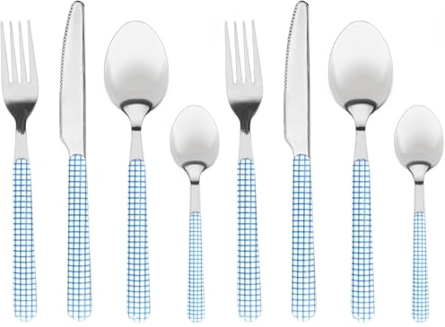 Tognana, Set 4 Posate Vichy Blue, Acciaio 18/0, Azzurro (Confezione da 2)