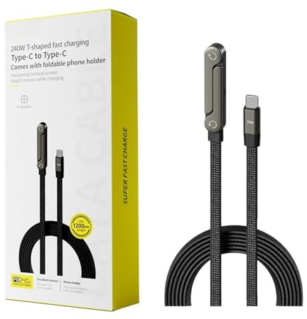 Câble chargeur à support invisible avec support | Câble chargeur USB C | Câbles données pour supports charge rapide 240 W | Câbles type C Charge rapide pour smartphones, profitez mains libres