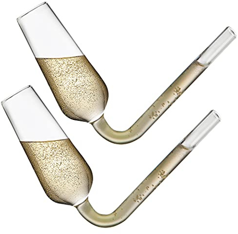 Godinger Champagne Flutes Guzzler Glasses, Champagne Glasses, Champagne Flute Shooters, The Champagne Glass to Chug Champagne, White Elephant Gifts - Set of 2