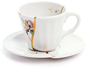 Seletti Kintsugi Tazza con piattino in porcellana e oro 24 carati Mod. 3 EU