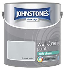 Johnstone's - Wall & Ceiling Paint - Frosted Silver - Soft Sheen Finish - Emulsion Paint - Fantastic Coverage - Easy to Apply - Dry in 1-2 Hours - 12m2 Coverage per Litre - 2.5L