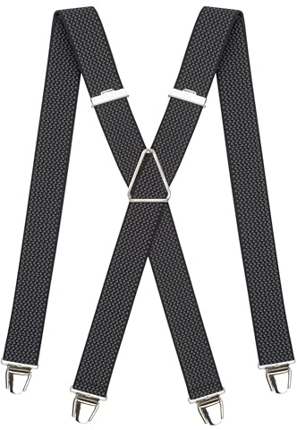 Pierrot Hosenträger für Herren Breit Made in Germany/France - Ultrastarker Gummizug & 4 Extra Starke X-Clips - Verstellbare Länge bis zu 130cm - Garantie auf Lebenszeit