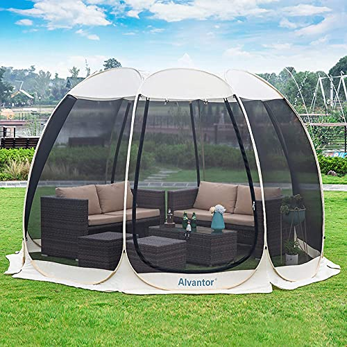 Alvantor Gazebo da Giardino, 4-6 Persone Gazebo con Zanzariere, Protezione UV 50+ Tenda Padiglione per Giardino, Picnic, Spiaggia, Festa, Eventi (10'x10', Beige)