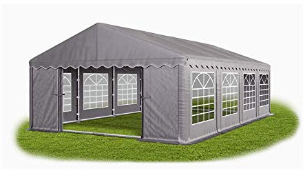 Das Company Partyzelt 5x8m wasserdicht grau mit Bodenrahmen Zelt 240g/m² PE Plane hochwertig Gartenzelt Summer Floor PE