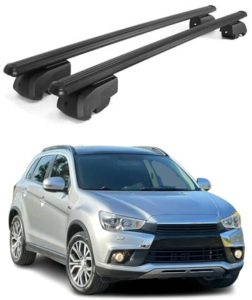 OMAC Dachträger für Mitsubishi ASX 2010-2023 Aluminium Schwarz 2 Stangen | ISO/PAS 11154:2006 geprüft, Abschließbar, City-Crash-getestet, bis 75 kg Traglast, Querträger, Grundträger