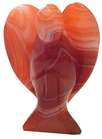 Karneol Stein Schutz-Engel Figur ca.5 cm | Edelstein Glücksbringer Friedensengel für Ihre Tasche zur Deko für Ihr Heim| Heilstein und Geschenk