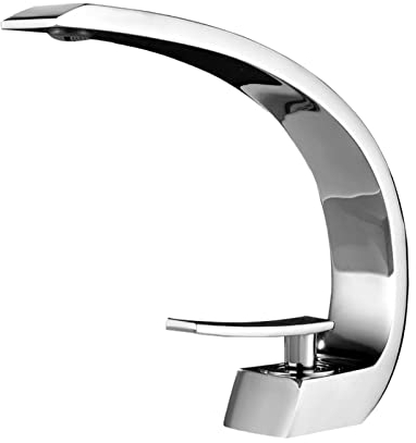 Trintion Waschtischarmatur Wasserhahn Bad Waschbecken Armaturen Edelstahl Chrom Messing Kaltes und Heißes Einstellbar Mischbatterie Wasserfall Einhandmischer Armatur Badarmatur für Badezimmer