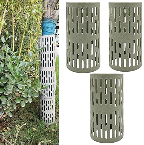 S-SNAIL-OO Plastic Plant and Tree Trunk Protectors, Resizable Tree Guard Nursery Mesh Bark Guard Protector, Wrap Fence Cage Prevent Damage from Trimmers, mowers, Rodents (3PCS)