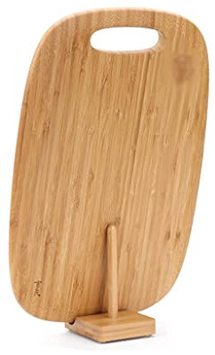 QINGGANGLING999 Brotbretter Schneidbretter Bambus-Schneidebrett Küchenschneidebrett mit Griff und Stand Große Fruchtbrettern 15,55 × 10.24inches Hackbretter