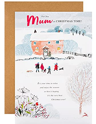Hallmark Weihnachtskarte für Mama – klassisches illustriertes Winterszenen-Design