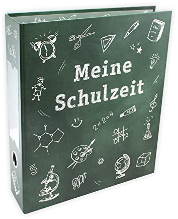 Schule Portfolio Ordner Meine Schulzeit Sammelordner A4 dick Tafel grün Zeugnismappe