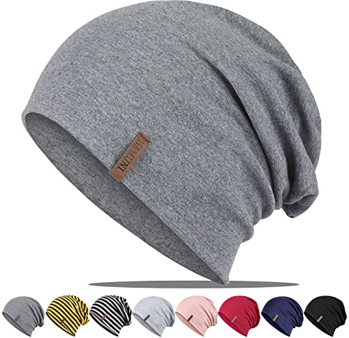 Damen Herren Slouch Beanie Mütze - Weiche Baumwolle, Atmungsaktiv Longbeanie, Jersey Chemo Mütze, Elastisch Laufmütze für Alle Jahreszeiten