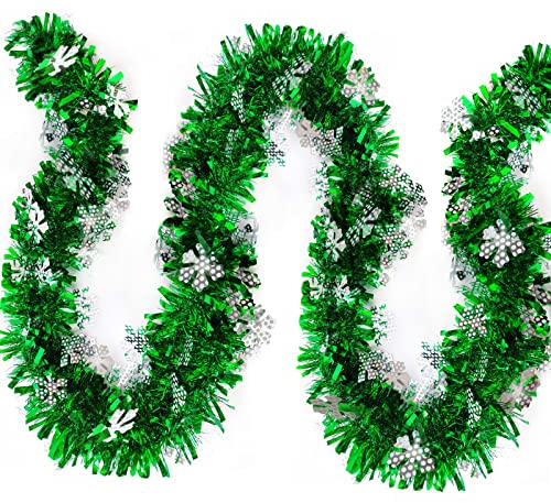 3 Pack Espumillón de Navidad, Espumillon Arbol Navidad 2m para Decoraciones Navideñas en Interior y Exterio