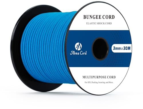 Abma Cord Corda Elastica 3mm 30M Corda di Gomma Cavo Elastico Marino per Teloni, Tende e Bagagli - Blu