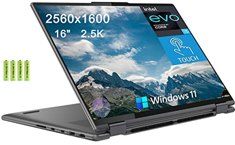 Lenovo Yoga 7i 16 2.5K (2560 x 1600) Pantalla táctil 2 en 1 Convertible Laptop Tablet, 12th Intel Evo Platform 12-Core i5-1240P, 8GB LPDDR5 RAM, 512GB SSD, KB retroiluminado, huella dactilar, Windows