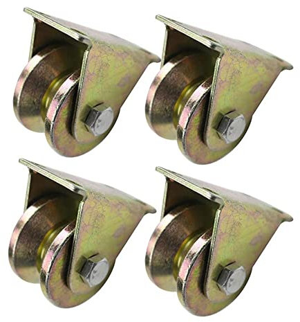 Office Casters Set of 4 Caster Wheels,1.2/2/2.5/3/4 V-Groove Track Wheel,Heavy Duty Groove Wheel,for Inverted Track,Industrial ,Sliding Door Roller,Wire Rope Rail,600kg Load Capacity Cast ( 50