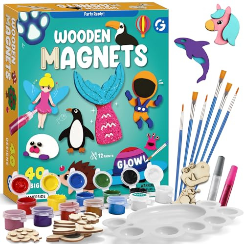 Byncceh 40 Stück DIY Holz Bastelset Kinder, Basteln Mädchen zum Bemalen ab 4 5 6 7 8 9 10 Jahre, Bastelset für Kindergeburtstag, Kreativ Spielzeug Geschenk für Jungen Mädchen