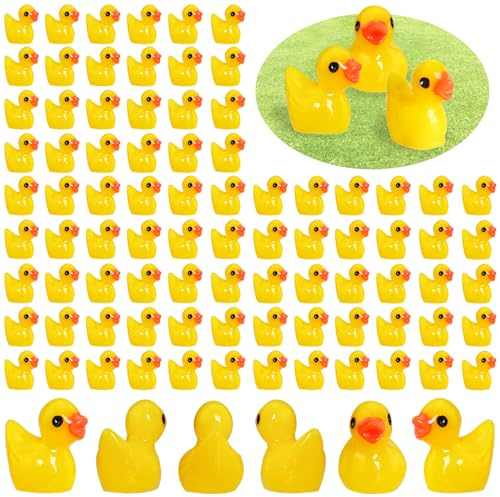 Mini Patos de Resina, 100 Piezas Mini Figuras Pato Resina, Mini Resina Patos en Miniatura, Pequeñas Figuras de Patos en Miniatura para Suministros de Decoración Micropaisaje para Macetas de Bricolaje