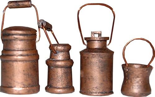 FADEDA 4 x mjölkkanna koppar/höjd: 8 cm/handmålad/detaljerade krubbfigurer – julbord, dekoration, krubbtillbehör