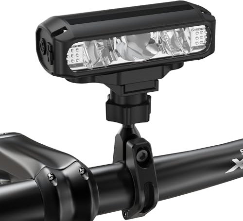UPPEL Luz Bicicleta Delantera LED 1200 Lumen Recargable USB C, Aluminum Luces Bicicleta Delantera Potente 4 Iluminación Modos para Bicicleta de Carretera y Montaña Faros de Ciclismo Nocturno