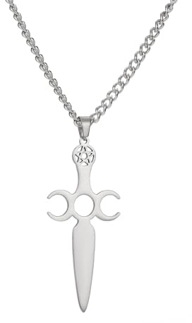 EUEAVAN Collana tripla della dea della luna Collana celtica della dea della fertilità Collana di ciondoli wiccan Amuleti croce di luna Pentagramma Gioielli pagani Regali per donne