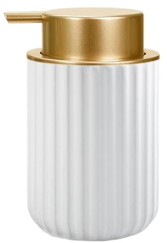 Skum handtvåldispenser, skummande tvåldispenser keramisk tvåldispenser 3,25 dl badrum tvålpump, ribbad design, vit tvåldispenser för handtvätt