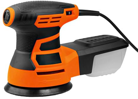 Exzenterschleifer, 350W Schleifmaschine, Schleifbrettdurchmesser 125 mm, Geschwindigkeit 0-13000 U/min, 6 Geschwindigkeit, für Holzarbeiten, Trockenbauschleifen