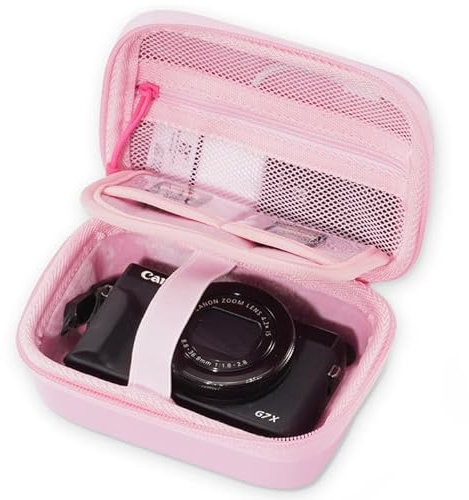 ProCase Étui pour Appareil Photo Compact, Sacoche pour Canon PowerShot SX740 HS/Canon G7X Mark III Mark II/Kodak Pixpro C1/Sony ZV-1/Panasonic Lumix TZ99, Housse pour l'appareil Photo Numérique -Rose