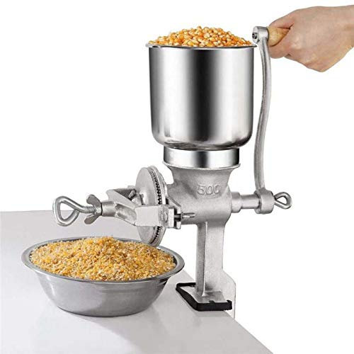 Macinino manuale per cereali, caffè, grano, noci, in ghisa, portatile, con morsetto da tavolo, per uso domestico e cucina