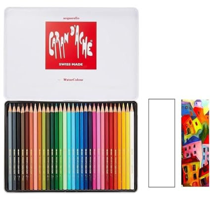 Caran d'Ache Swisscolor Aquarellstifte in Metallbox, 30 Stück und 2 Karten
