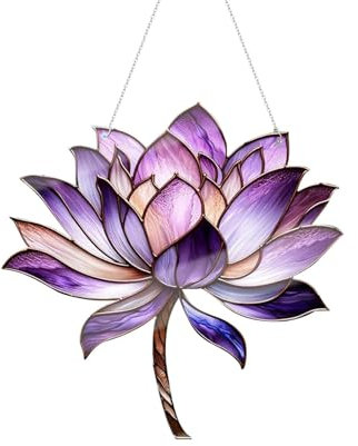 Blumen-Sonnenfänger für Innenfenster,Blumen-Sonnenfänger für Außen - Acryl Lila Blumen Wandbehang | Gebeizter Sonnenfänger, Gartenbehang, Dekoration für Oma, Muttertag, Geburtstag