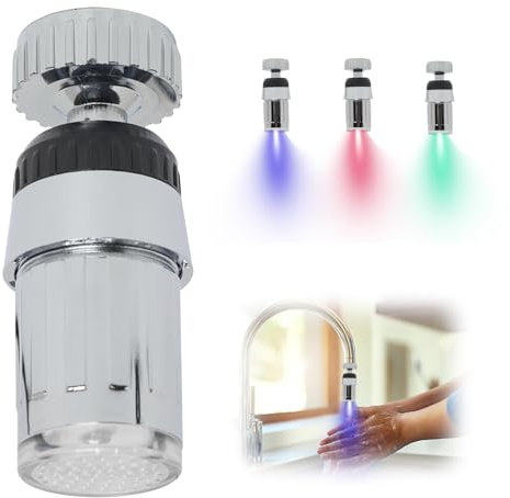 EuAcesry Robinet Lumineux LED 3 Couleur, Rotation à 360°, Capteur de Mouvement, Indicateur de Température, Blanc, Accessoires Robinetterie pour Cuisine et Salle de Bain
