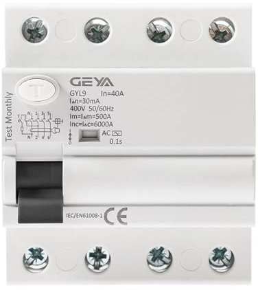 BJWVHGGE GYL9 AC disjoncteur à Courant résiduel disjoncteur différentiel Interrupteur de sécurité 4P 25A 40A 63A 100A(4P 100A,300mA)