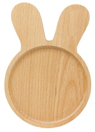 lulalula Lot de 4 assiettes à ventouse en bois pour bébé et tout-petit, pour collation, gâteau, fruits, enfants, pour alimentation et sevrage, pour bébés à partir de 6 mois et décoration de Pâques