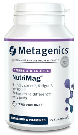 Metagenics NutriMag Magnésium, Stress Fatigue, 90 Comprimés | Magnésium hautement absorbable, vitamines D, B6 & folate. Aide à réduire la fatigue et soutient l'équilibre nerveux.