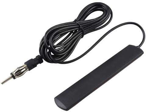 BOOBRIE Antenne FM/AM Voiture Adhésive Universelle - Antenne Auto Radio Haute Sensibilité 7dBi avec Connecteur DIN Câble 3m pour Voitures/Camions/Bateaux/Lecteur HD