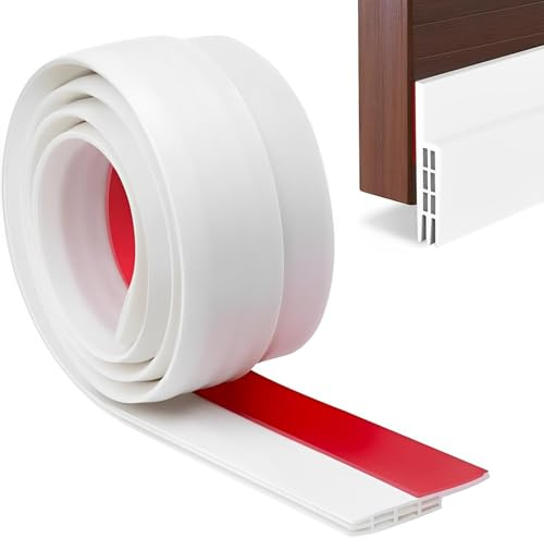 Door Draft Excluder Strip, Self Adhesive Draft Excluder Tape for Noise Proof and Energy Saving, Door Bottom Seal Strip to Prevent Bugs Coming, 39 Length x 2 Width(1M White)