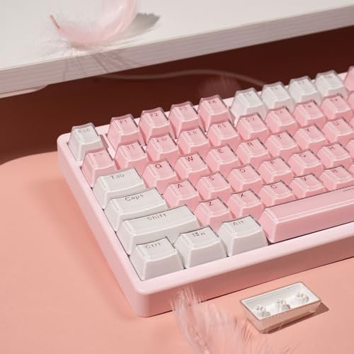 Mintcaps Keycaps - 123Keys Crystal Jelly Pink Keycaps Translucent Custom Keyboard Keycap OEM Profile Cute Key caps for 60/65 /75/100 Cherry Gateron Mx Mechanical