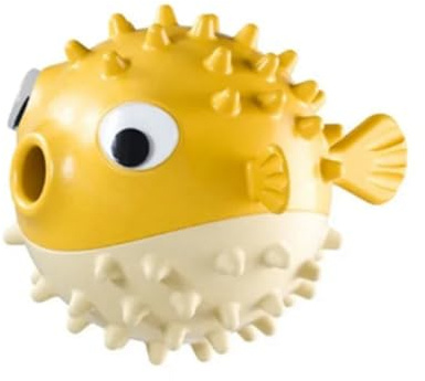 Xnuiasqe Balle de nourriture pour chien en forme de poisson - Jouet à mâcher pour dents de chien - Jaune