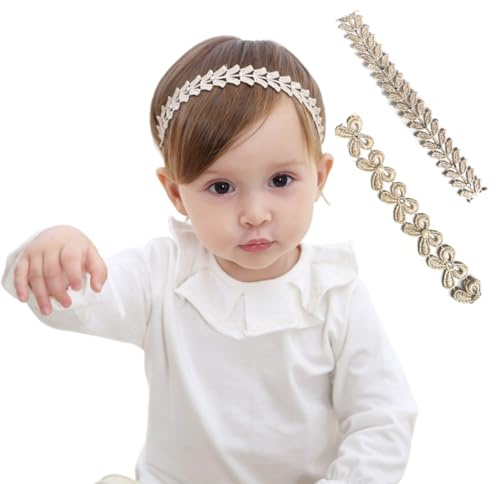 KEWUF 2 Piezas Diademas De NNailon Para Niña Bebé, diadema de bebé, cinta para bebé niña, diadema de boda para niños, Accesorios Para el Cabello Para Recién Nacido Niño Pequeño