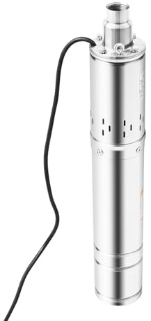 Tiefbrunnen-Tauchpumpe, Edelstahl Wasserpumpe, 500 W 220–240 V 50 Hz 0.7 PS, 2 m³/h max 100 m max, mit 15 m Stromkabel, für Industrie, Bewässerung Heimgebrauch