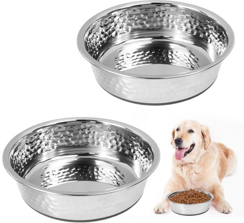Zuxbolf 2 Pièces Gamelle en Acier Inoxydable pour Chien, 900ml Gamelle pour Chien Antidérapante avec Fond en Caoutchouc pour Chiens, Chats de Taille Moyenne et Grande