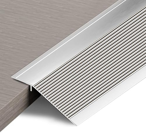 Barre de transition de sol en aluminium, barre de porte, baguette de sol métallique pour portes, seuils, carrelage, stratifié, planches, comble la hauteur entre 20mm (argenté, 0,9m x 4,3cm)
